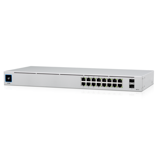 Ubiquiti UniFi 16-port Managed Gigabit Switch - 8x PoE+ Ports, 8x Gigabit Ethernet Ports, 2x SFP , 42W, Touch Display, Fanless , GEN2, 2Yr Warr