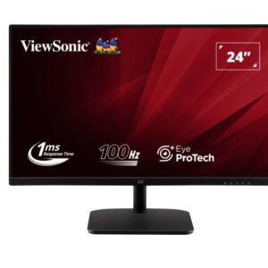 ViewSonic 24” Office Ultra Thin Bezel + SuperClear IPS, 2x Speakers, 4ms 100h FHD 1080, HDMI, VGA, 3.5 Audio, Multi-View, Eye Care. VESA 75, Monitor