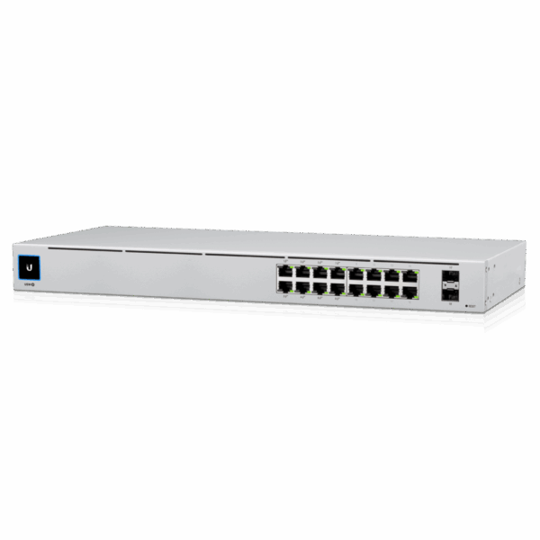 Ubiquiti UniFi 16-port Managed Gigabit Switch - 8x PoE+ Ports, 8x Gigabit Ethernet Ports, 2x SFP , 42W, Touch Display, Fanless , GEN2, 2Yr Warr
